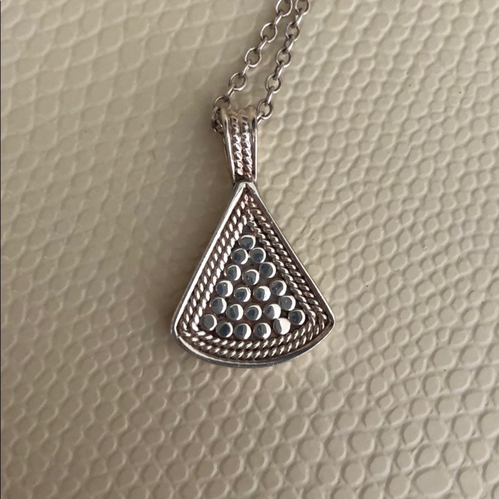 Anna Beck reversible two tone silver fan necklace